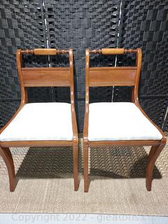 Pair of Solid Cherry Dining Room Chairs with Upholstered Seats 