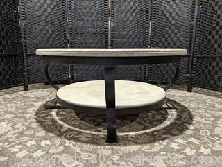 Beviled Glass & Metal Curvature Base Coffee Table 