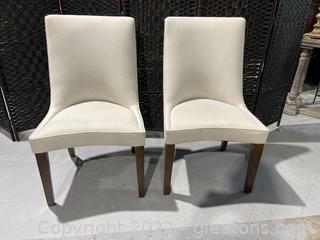 Pretty Pair of Upholstered Parsons Dining Chairs (lot of 2) 