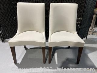 Pretty Pair of Upholstered Parsons  Dining Chairs ( lot of 2)