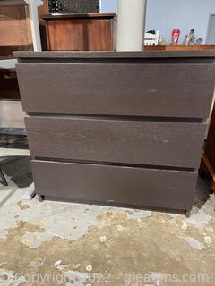 Dark Wood 3 Drawer Dresser 