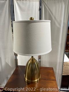 Pretty Gold Lamp W/ Natural/White Drum Shade 