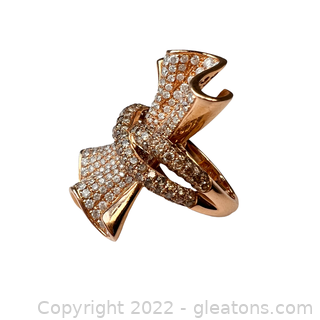 Beautiful 14K Rose Gold Diamond Wave Ring