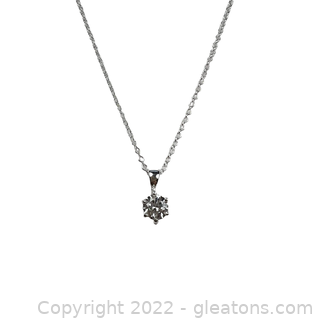 Sterling Silver Cubic Zirconia Solitaire Necklace