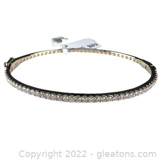 Stunning 1.10ct Diamond Bangle Bracelet in 14K Yellow Gold