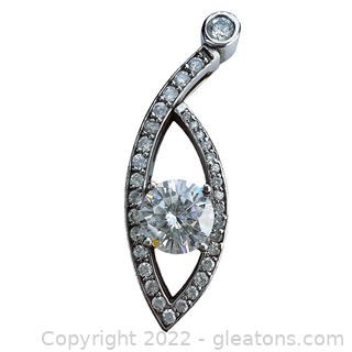 Pretty 14k White Gold Moissanite Pendant