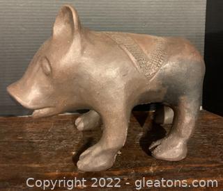 Cast Iron Piggy Sculpture