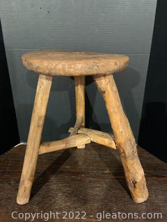 Primitive Wooden Stool with Three Legs