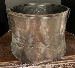 Large Double Handled Hammered Copper Pot