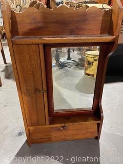 Vintage Hanging Wall Cabinet w/Mirror