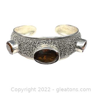Pretty Citrine Cuff Bracelet in Sterling Silver