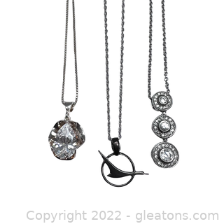 3 Sterling Silver Fashion Necklaces (Cz's!)