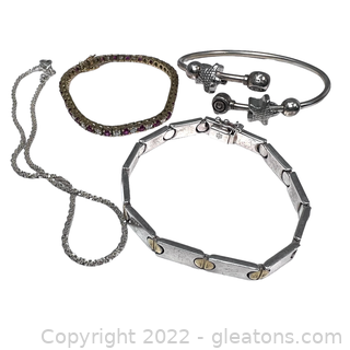 4 Sterling Silver Bracelet/Anklet Lot