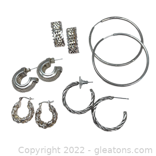 5 Pairs of Sterling Silver Hoop Earrings