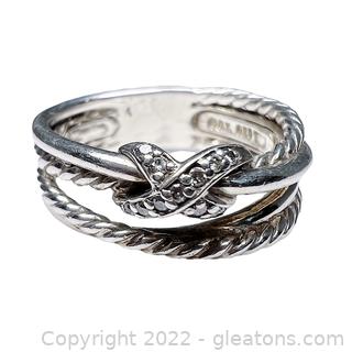 Designer David Yurman Diamond Ring in Sterling Silver