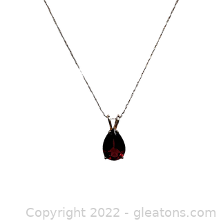 14k Yellow Gold Solitaire Garnet Necklace