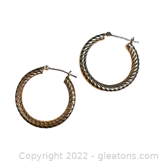 14K Yellow Gold Rope Hoop Earrings