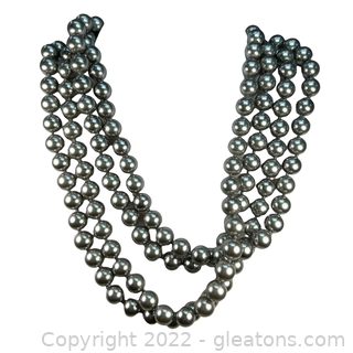 Infinity Strand of Dyed Gray Faux Pearls
