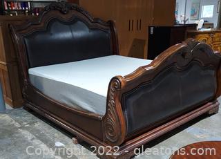 Lovely A.R.T. Furniture King Size Padded Sleigh Bed with Mattress