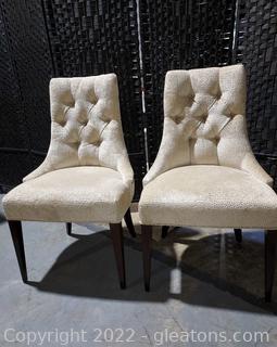 Pair of Elegant Baker Ritz Dining Chairs with Nailhead Trim and Metal Pull on Back 