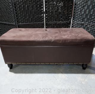 Brown Bombay Co Storage Bench- Faux Leather Tufted Top 