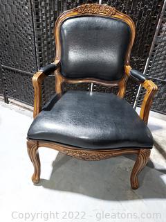 Techcraft Furniture French Provincial Style Black Leather Like Chair 