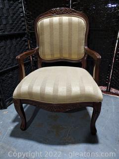 Very Nice Techcraft Futniture French Provincial Style Chair with Striped Upholstery 