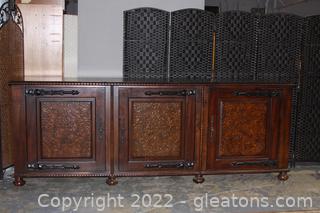 Carved 3 Door Wood Sideboard/Buffet Cabinet 
