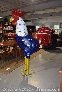“Shake A Tail Feather” – Exlarge Patriotic Yard Art Rooster Statue 