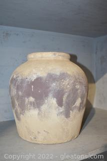 Terracotta Large Decorative Vase - Tan and Brown Distressed 