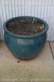 Large Glazed Teal Garden Planter Pot 