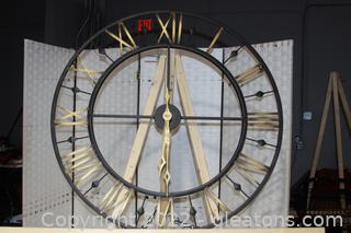 Retro Style Roman Numerals Large Wall Clock 