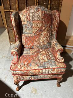 Floral Upholstered Wingback Chair 