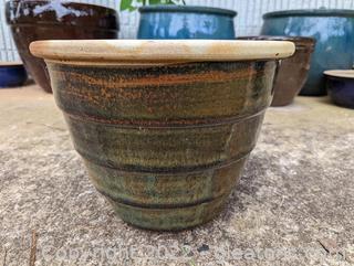 Decorative Glazed Green Ceramic Planter Pot