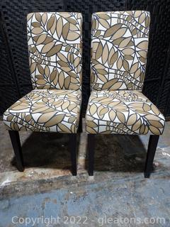 Pair of Leaf Design Parson Chairs 