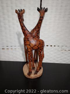 Beautiful Hand Carved Wooden Giraffe Statue 