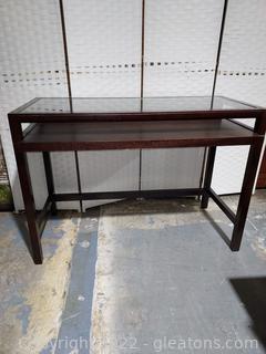 Nice Glass Top Desk with Pull Out Keyboard Tray 