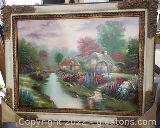 Oversized Original Landscape Oil on Canvas in gorgeous Frame- Signed 