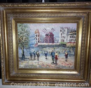 Nice Moulin Rouge Paris Painting, Signed 