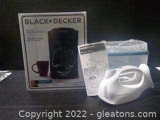 Black and Decker 12 Cup Programmable Coffee maker with a Hamilton Beach Hand Mixer 