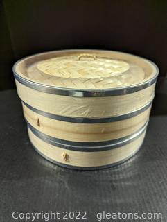 Bamboo Basket Steamer with Steel Banding Sides (C) 