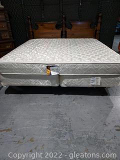 Traditional Mid Century King Size Bed with Mattress and Box Springs