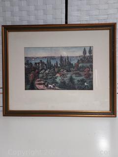Framed Currier and Ives New York Print