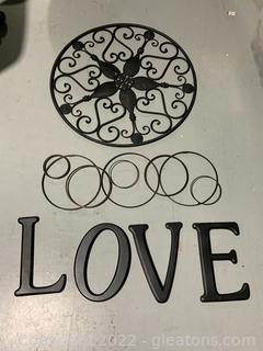 Metal and Wooden Art Decor Including “Love” 