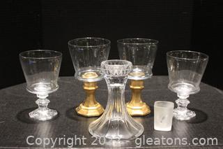 Etched Crystal Candle Holder & 5 different Styles Candle Holders