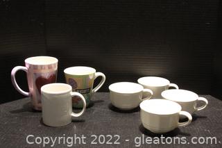 4 Vintage Pfaltzgraff Coffee Cups, Hershey Coffee Cup Plus 2 Coffee Cups