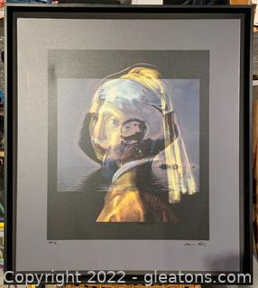 Framed-Signed Artist Proof-Floating Canvas Print Montage Based on “The Girl with a  Pearl Earring