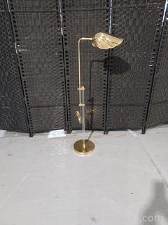 Vintage Brass Metal Clam Shell Adjustable Floor Lamp 