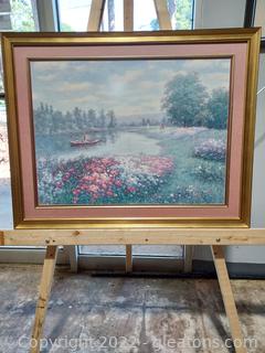 Framed Print by John Paul Martinez of Tranquil Impressionistic Waterfront Scene 