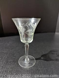 Floral Etched Wine Glasses 